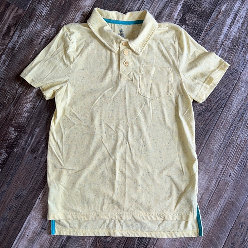 Boys Rustic Blue Short Sleeve Button top